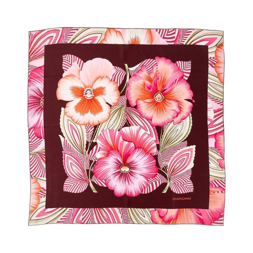 Ferragamo Brezza Print Silk Scarf, Red
